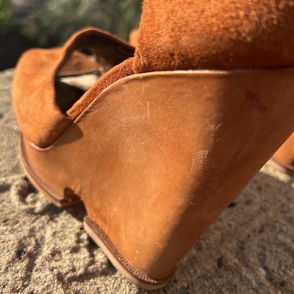 Sam Edelman Brown/Rust Wedge Platform Open Toe Sandals & Ankle Strap - Picture 4 of 8